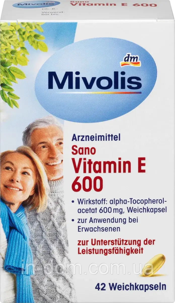 

Mivolis Sano Vitamin E 600 Витаминная добавка для повышения энергии и работоспособности 42 шт