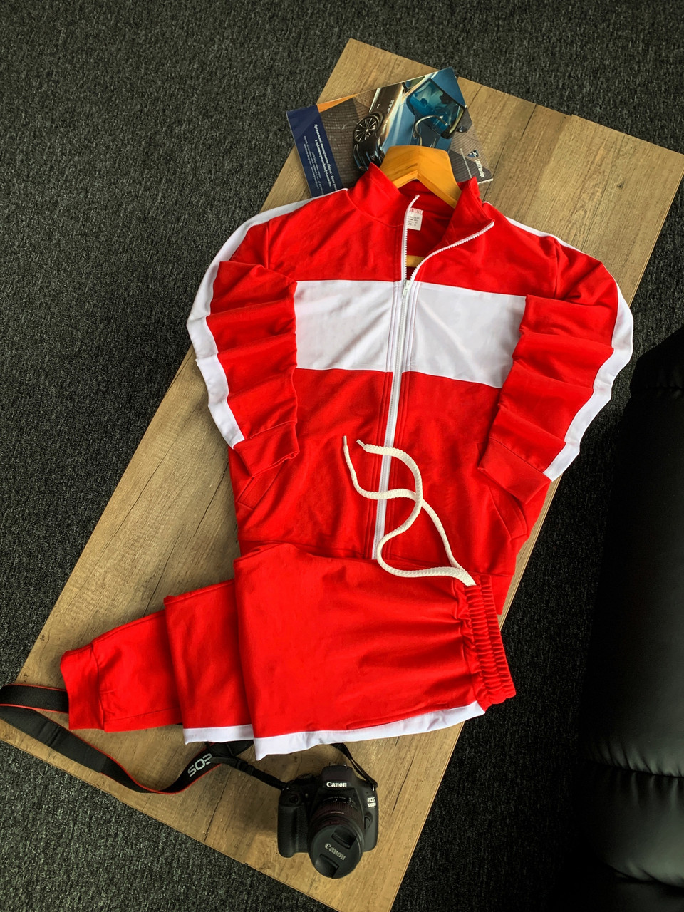 

Спортивный костюм мужской трикотажный с лампасами Balance красный весенний осенний Комплект Олимпийка + Штаны