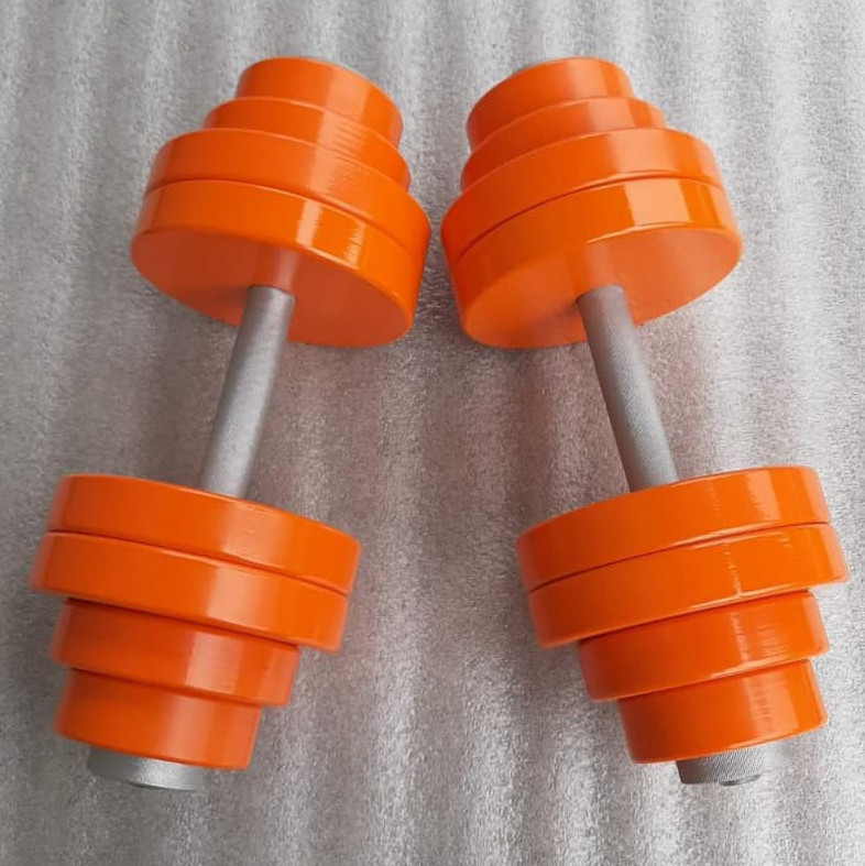 Гантели наборные металлические с двойным покрытием 2 по 32 кг краска+лак (общий вес 64 кг) разборные, Оранжевый