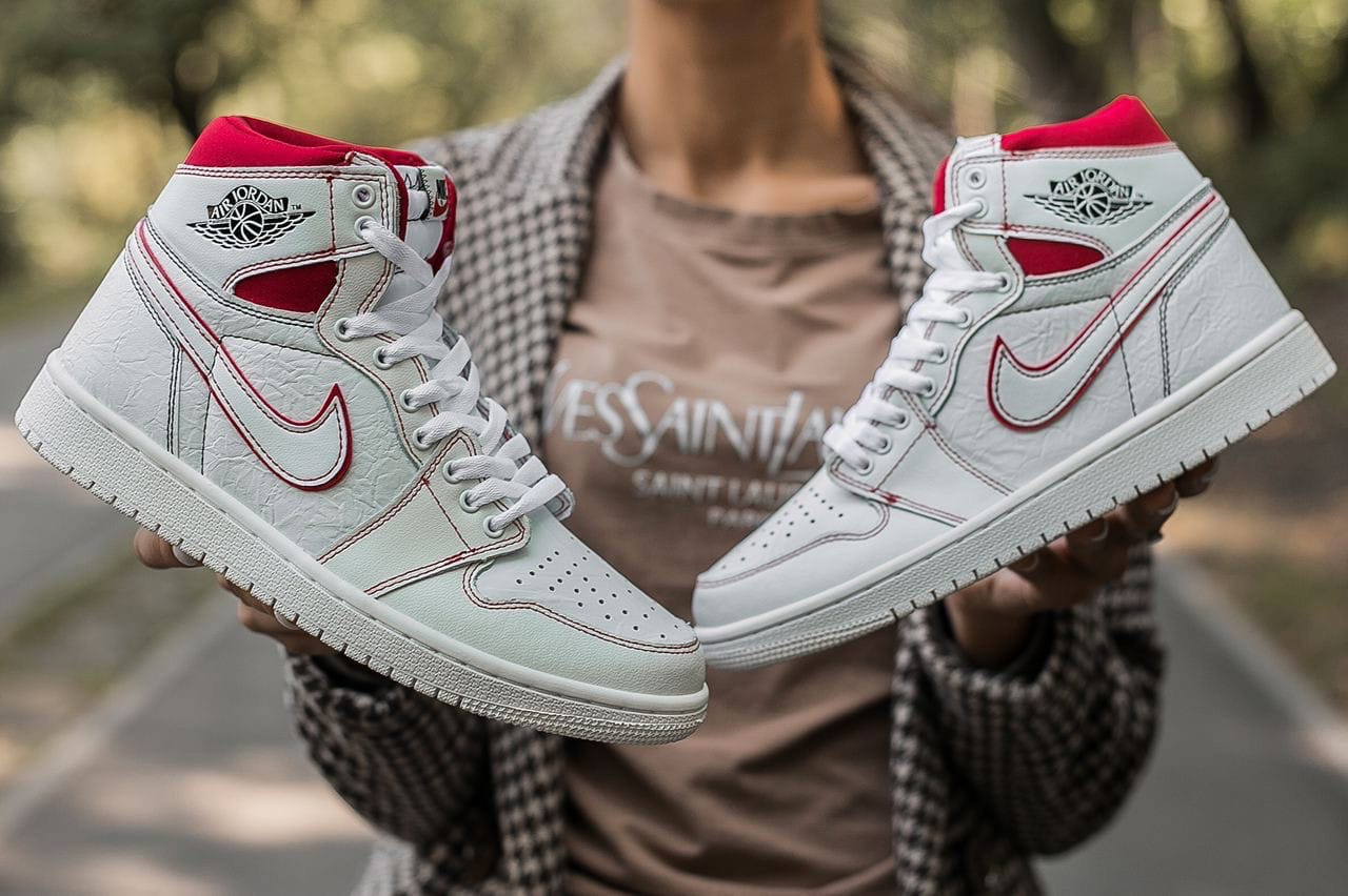 

Кроссовки женские Nike Air Jordan 1 Retro White Red, Найк Джордан, натуральная кожа, Код IN-633 37, Белый