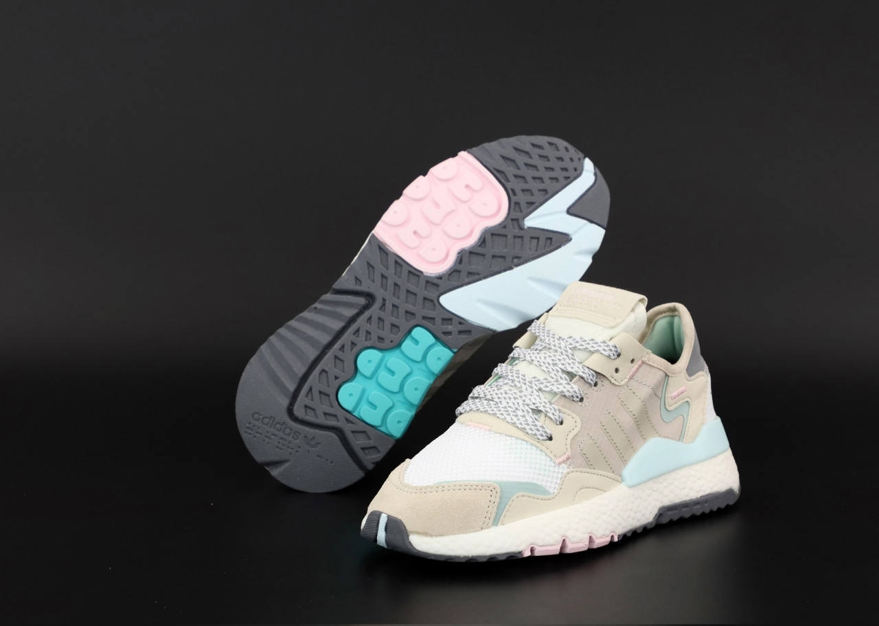 

Кроссовки женские Adidas Nite Jogger бежевые, Адидас Найт Джоггер, замша, текстиль, код KD-12552 38, Бежевый