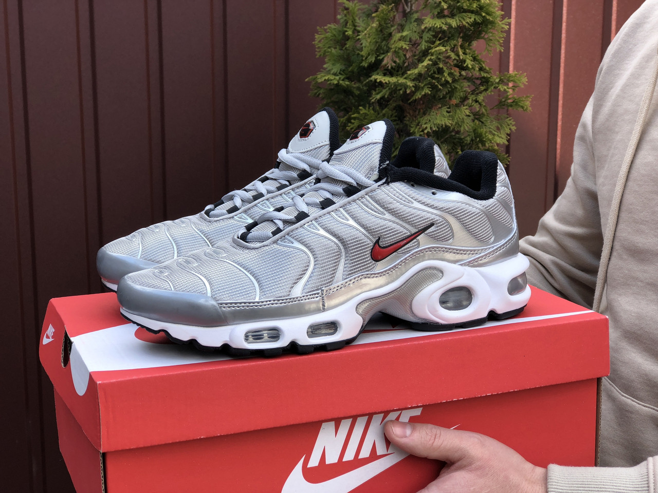 

Кроссовки Nike air max Plus, сетка, серебристые, Серебристый