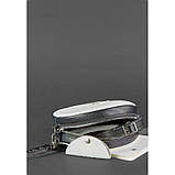 Круглая кожаная женская сумочка Tablet черно-белая, фото 5