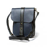 Мужская кожаная сумка Mini Bag сине-черная, фото 2
