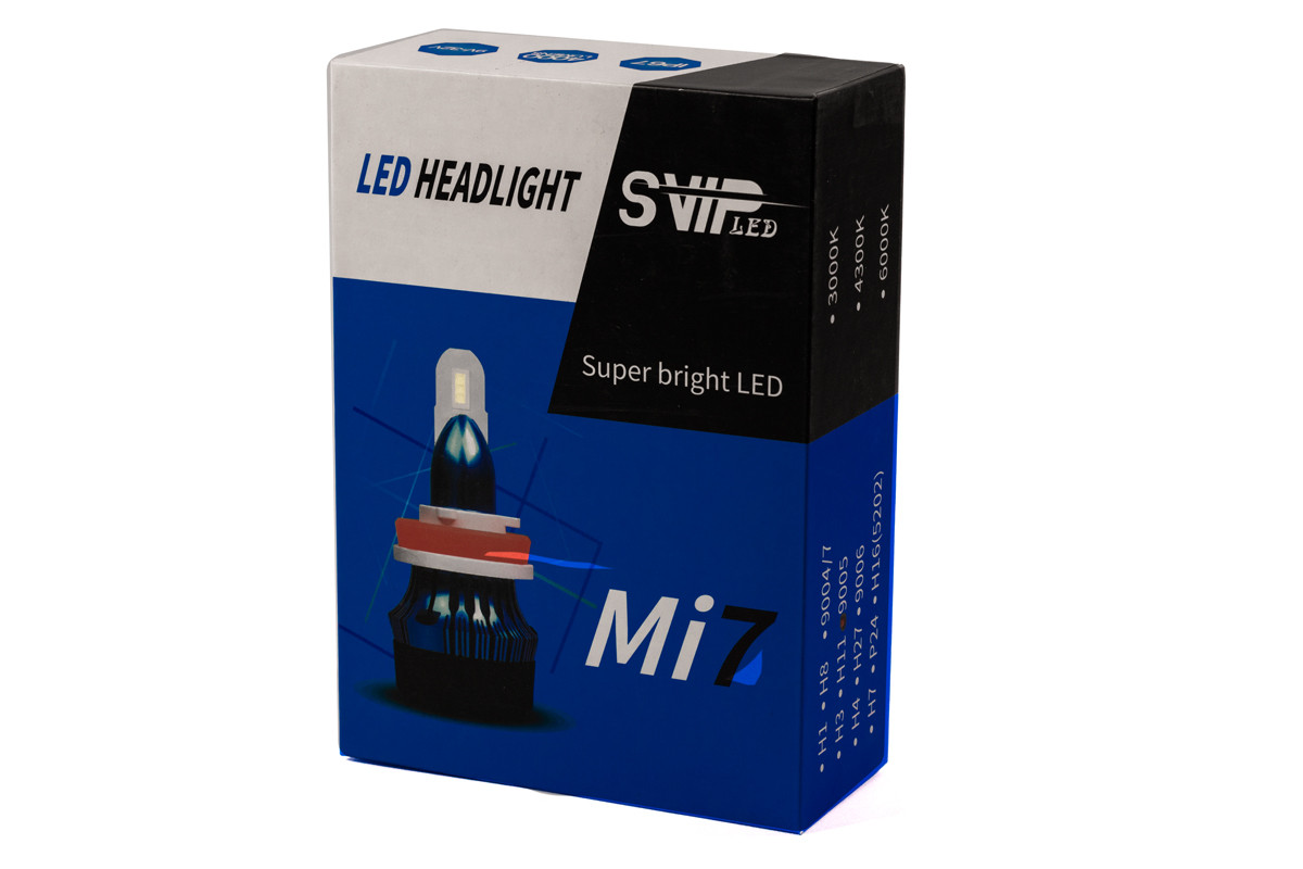 

LED лампы H7 55W 12V 4000Lm Комплект светодиодных авто ламп Mi7 с активным охлаждением