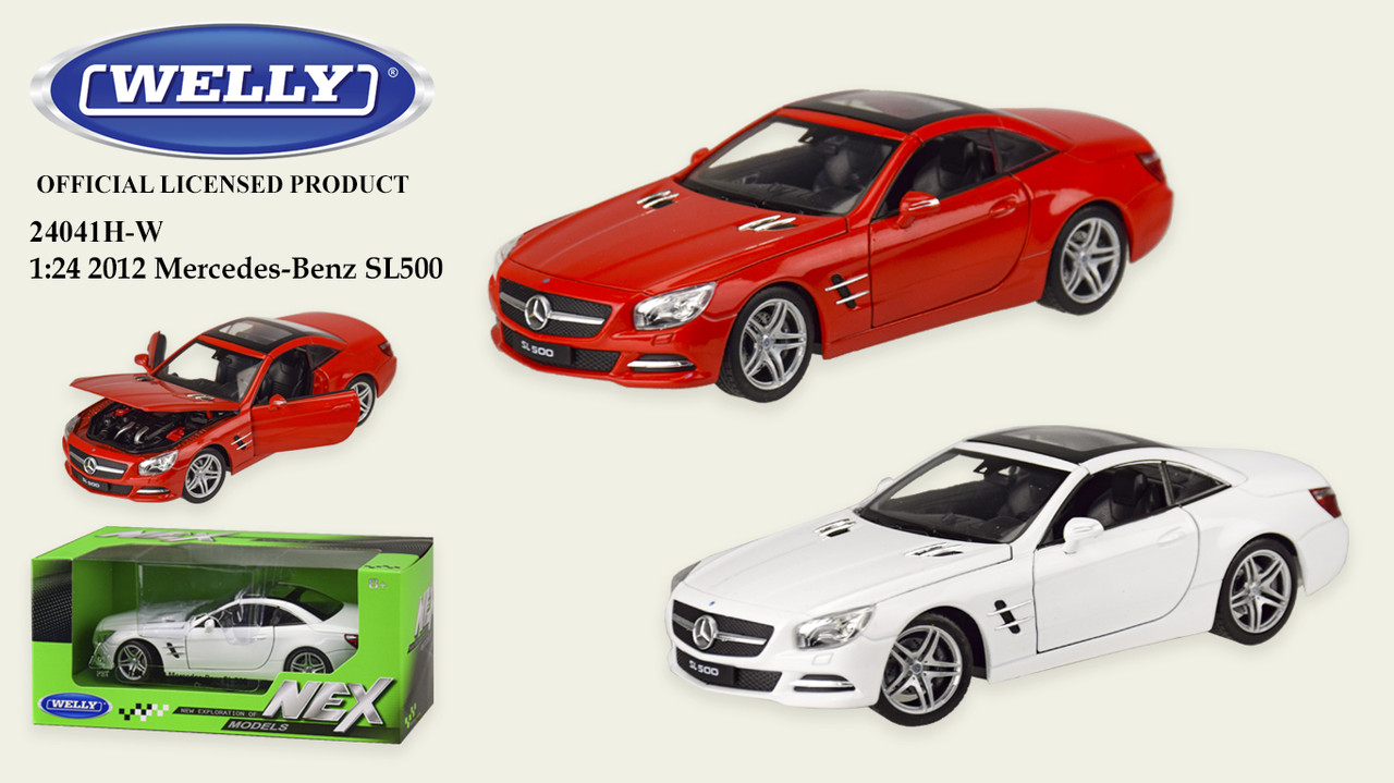 

Машина метал 24041H-W (24шт|4) "WELLY"1:24 MERCEDES BENZ SL500 ,откр.двери,капот,2 цвета,в кор.23*11