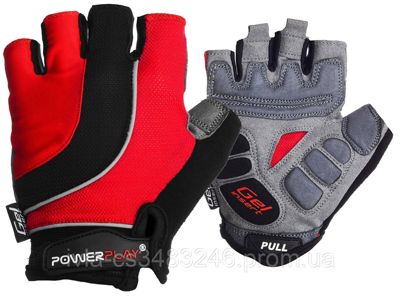 

Велорукавички PowerPlay 5037 B L Чорно-червоні (5037B_L_Red), Black-red