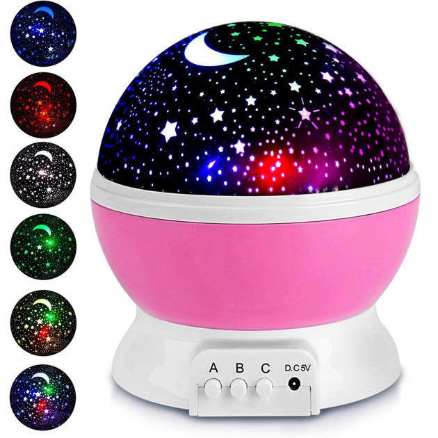 

Детский круглый вращающийся Ночник Проектор Звездное небо Star Master USB Светильник в форме шара Розовый