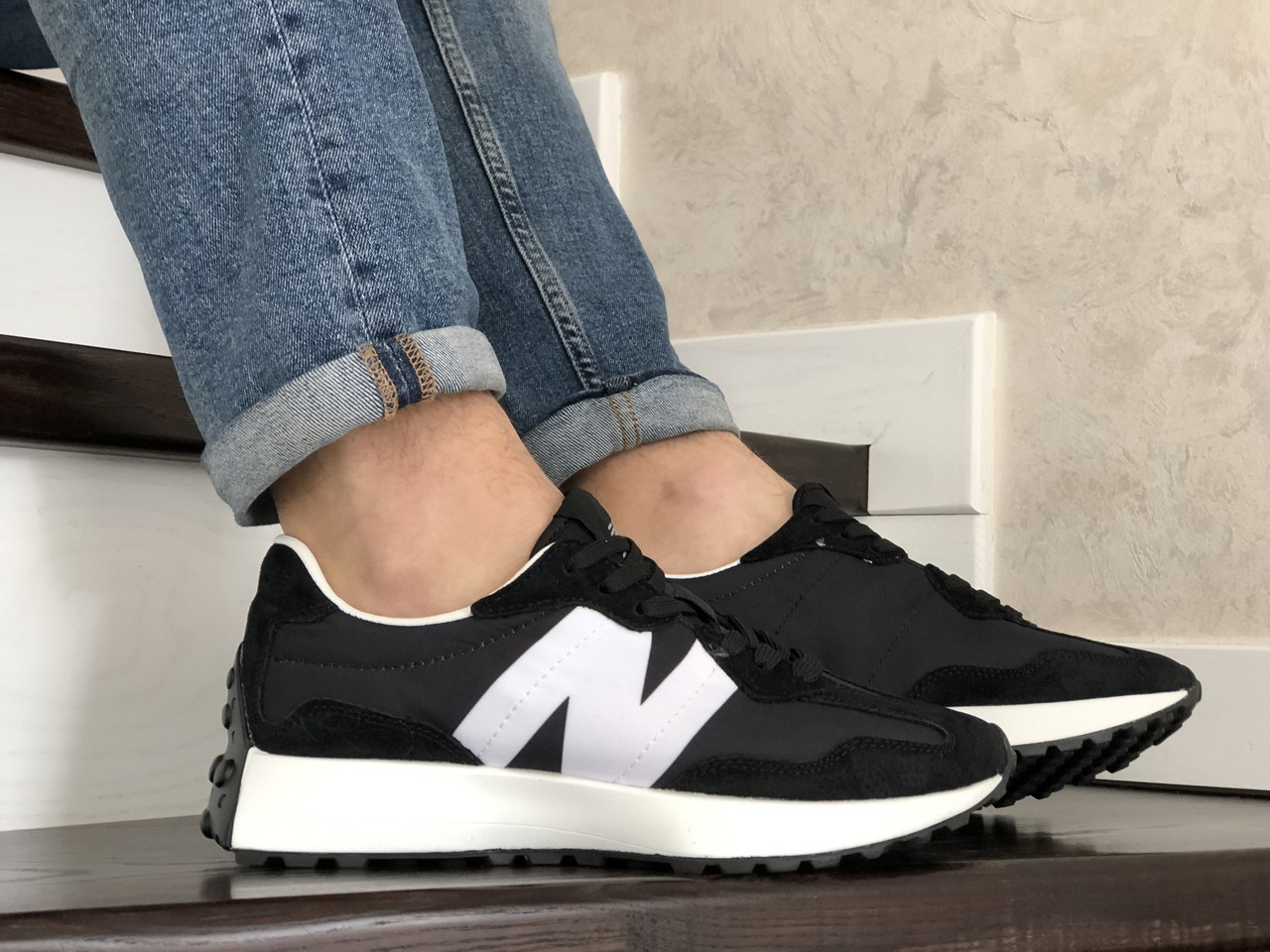 

New Balance 327 Black White / Нью Беланс 327 Черные Белые Мужские 43, Черно-белый