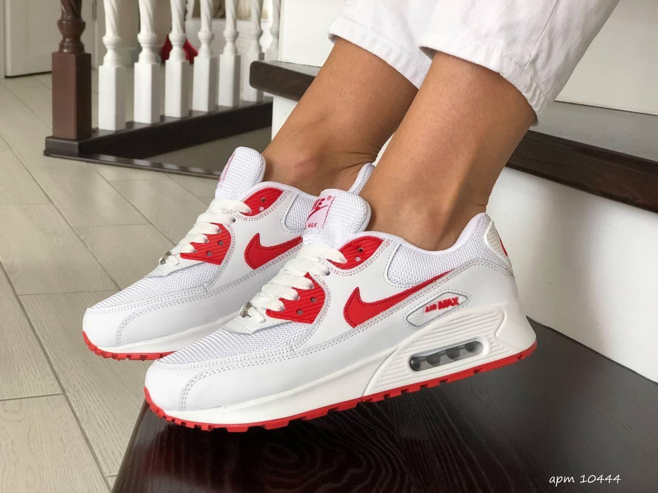 

Кроссовки Женские Nike Air Max 90 White Red / Найк Аир Макс 90 Белые Красные, Разные цвета