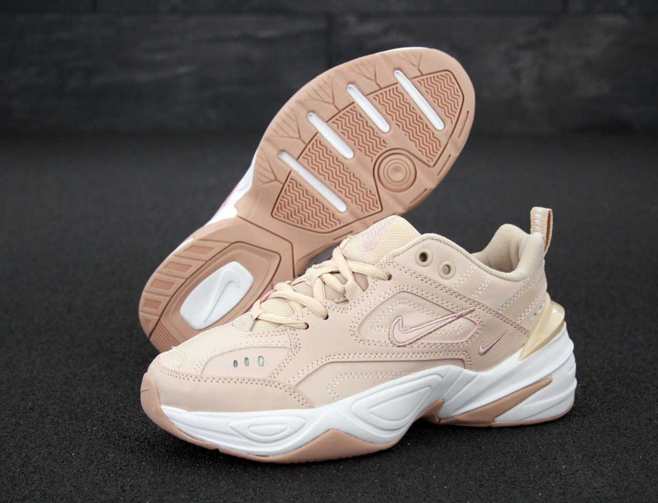 

Кроссовки женские Nike M2K Tekno пудровые, Найк М2К Техно, натуральная кожа, код KD-11975 37, Пудра