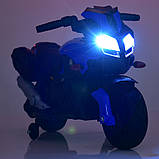 Детский мотоцикл с кожаным сиденьем M 3832EL-2-4 синий с черным, фото 2