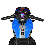 Детский мотоцикл с кожаным сиденьем M 3832EL-2-4 синий с черным, фото 4