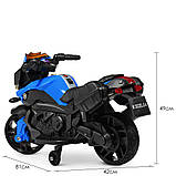 Детский мотоцикл с кожаным сиденьем M 3832EL-2-4 синий с черным, фото 7