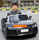 Детский электромобиль Ауди с кожаным сиденьем, Audi R8 Spyder черный, фото 3