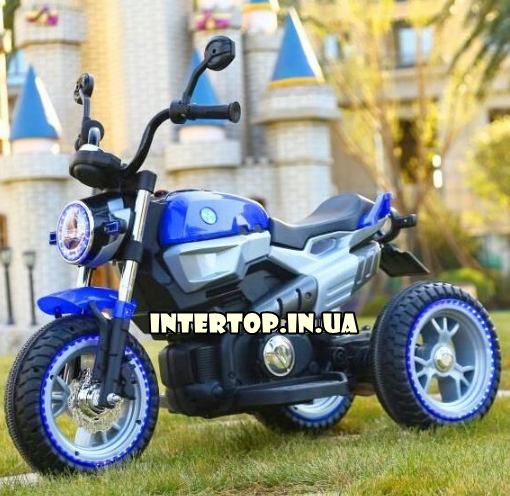 Дитячий електро-мотоцикл BMW на акумуляторі Bambi з шкіряним сидінням на гумових колесах. M 3687AL-4 синій