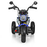 Дитячий електро-мотоцикл BMW на акумуляторі Bambi з шкіряним сидінням на гумових колесах. M 3687AL-4 синій, фото 4