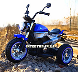 Дитячий електро-мотоцикл BMW на акумуляторі Bambi з шкіряним сидінням на гумових колесах. M 3687AL-4 синій, фото 8