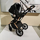 Дитяча універсальна коляска 3в1 з автокріслом CARRELLO Aurora CRL-6502/1 чорна з сріблястим рамою+дощовик, фото 9