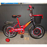 Велосипед детский двухколесный с корзинкой Mustang Тачки 16" рост 100-120 см возраст 4 до 7 лет красный, фото 3