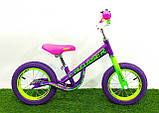 Детский беговел велобег Crosser Balance Bike New 14 дюймов фиолетовый. Велосипед без педалей для детей от 3лет, фото 2
