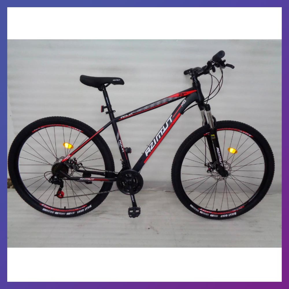 Велосипед гірський двоколісний одноподвесный сталевий Azimut Aqua 29" D+ 29 дюймів 19" рама чорно-червоний