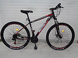 Велосипед гірський двоколісний одноподвесный сталевий Azimut Aqua 29" D+ 29 дюймів 19" рама чорно-червоний, фото 2