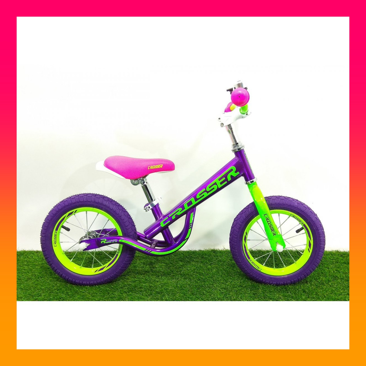 

Детский беговел велобег Crosser Balance Bike New 12 дюймов фиолетовый. Велосипед без педалей