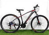 Велосипед горный двухколесный одноподвесный стальной Azimut Nevada 29 D 29 дюймов 17 рама черно-красный, фото 2