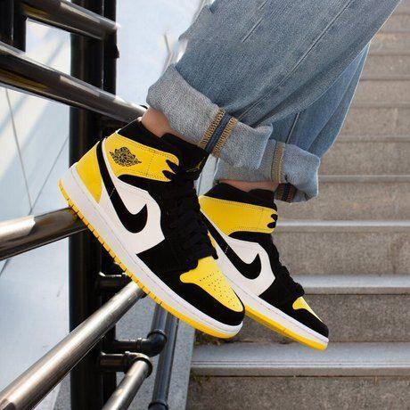Air Jordan 1 Mid Yellow Toe Black 852542 071 High Top Store 1075867256