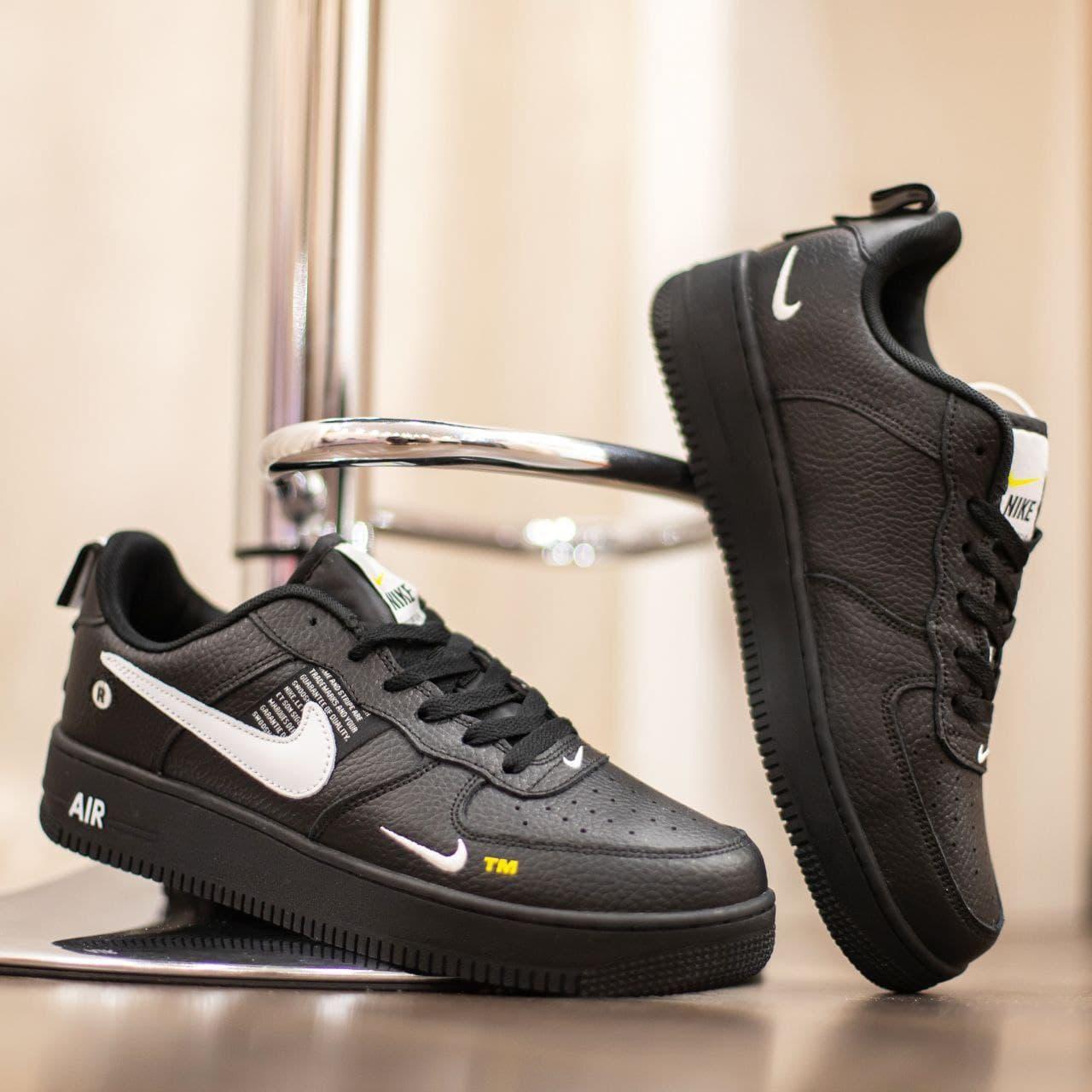 

Кроссовки Мужские Nike Air Force 1 Black White / Найк Аир Форс 1 Черные Белые 46, Черно-белый