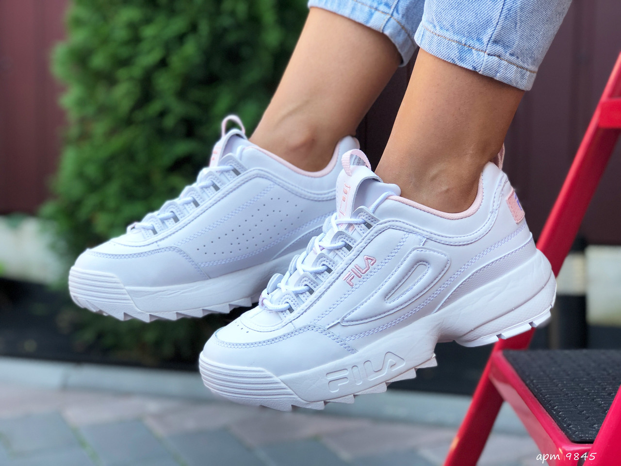 

Женские кроссовки FILA Фила Disruptor 2, кожа. белые с розовым. 40, Белый