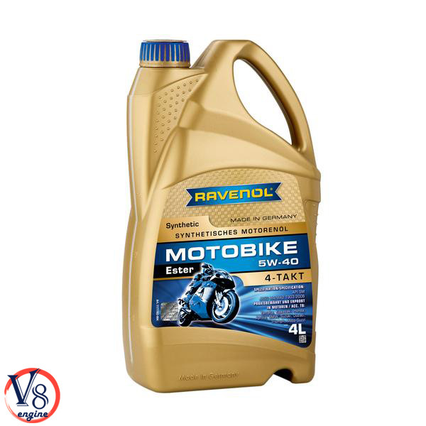 

Моторное масло для мотоциклов 4-т Ravenol Motobike 4-T Ester 5W-40 синтетическое SN (1171102-004) 4л