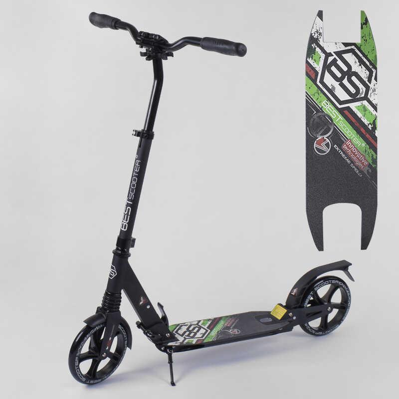 

Самокат алюминиевый Best Scooter с PU колесами, 2 аммортизаторами Black/Green (92090), Черный + зеленый