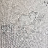 Обои флизелиновые  BN Doodleedo 0,53 x 10 м детские саванна слоны рыси пони пальмы серые черные