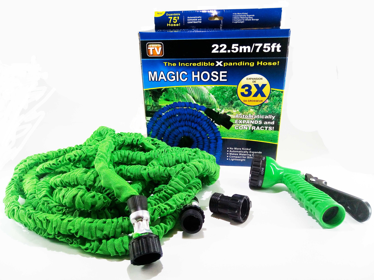 

Поливочный шланг X-hose 22,5м, зеленый, с распылителем в комплекте, полипропилен/армированный, шланг,шланг для