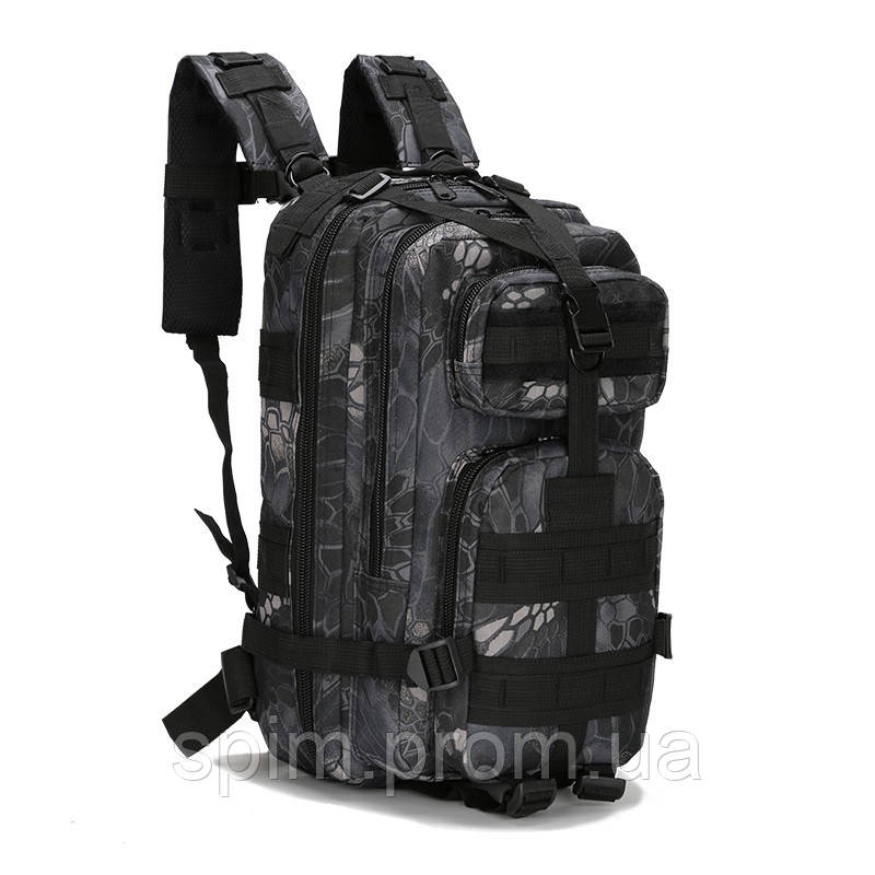 

Штурмовой тактический рюкзак черный мультикам 25л, многофункциональный рюкзак Oxford 600D