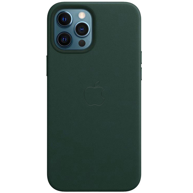 

Кожаный чехол Leather Case (AAA) with MagSafe and Animation для Apple iPhone 12 Pro / 12 (6.1") Dark Green