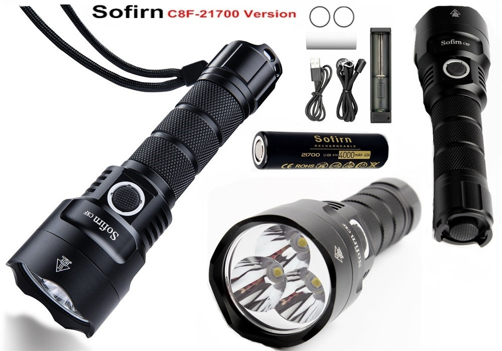 

Супер яркий фонарь SOFIRN C8F (3500LM, 3*Cree XPL, IPX8, 4000mAh 21700+Зарядка), КОМПЛЕКТ, Черный