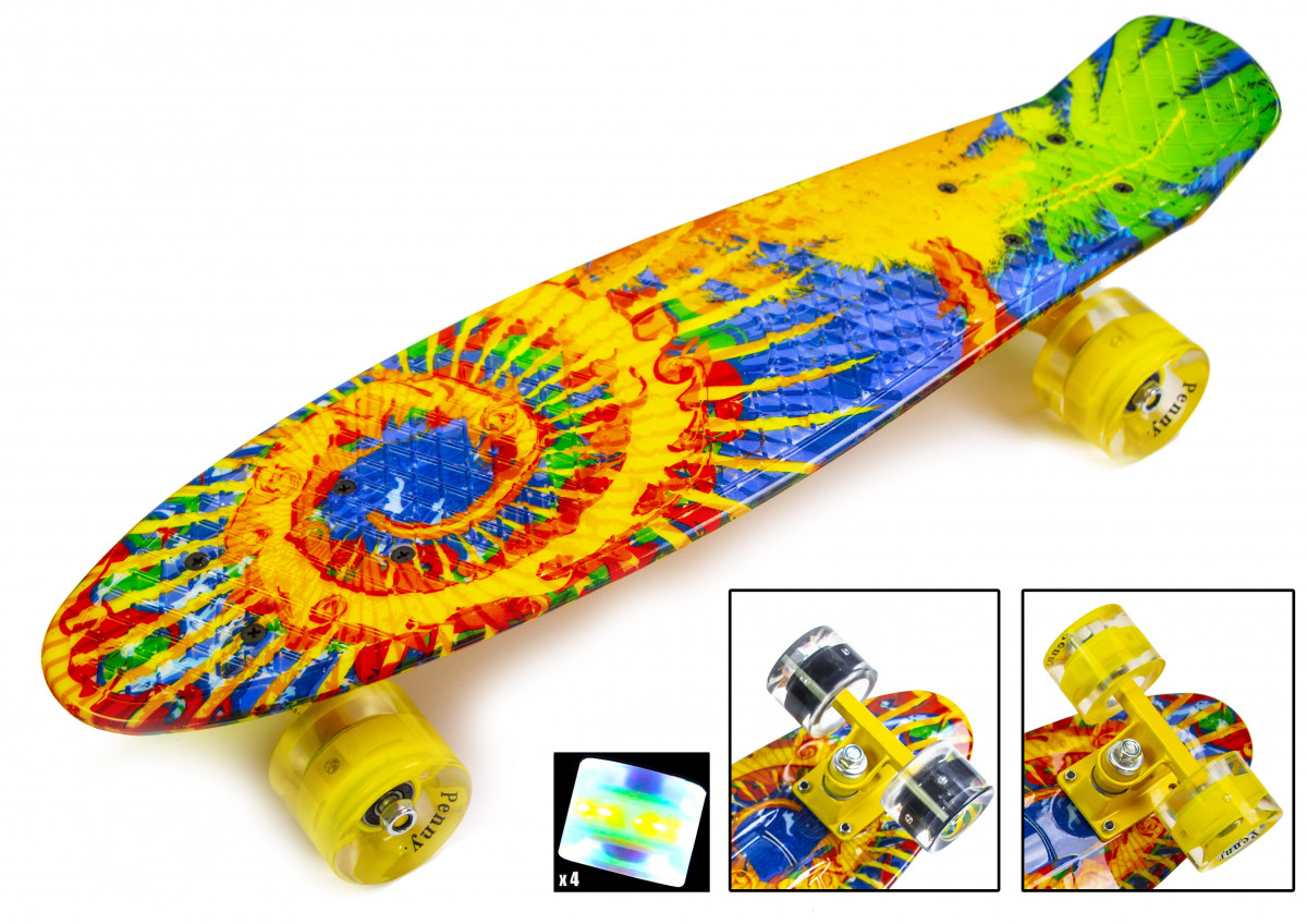 

Скейтборд, Пенни борд Penny Board Sunflowers Светящиеся колеса до 80кг (SD).Хит!