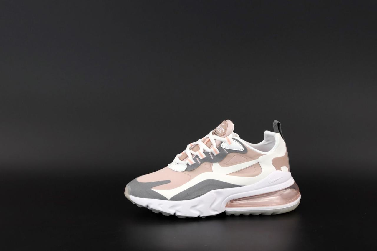 

Женские кроссовки Nike Air Max 270 React White Grey (Кроссовки Найк Аир Макс 270 Реакт бело-серые весна/лето) 39, Светло-серый