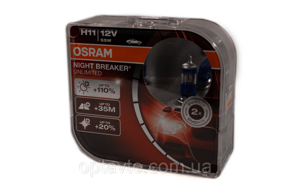 

Автолампа OSRAM 64211NBU H11 Night Breaker Unlimited +110% 55W 12V PGJ19-2 HardDuopet