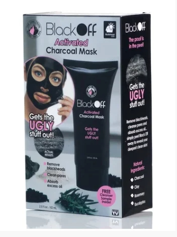 

Черная маска-пленка для лица Black Off Activated Charcoal Mask - пилинг лица