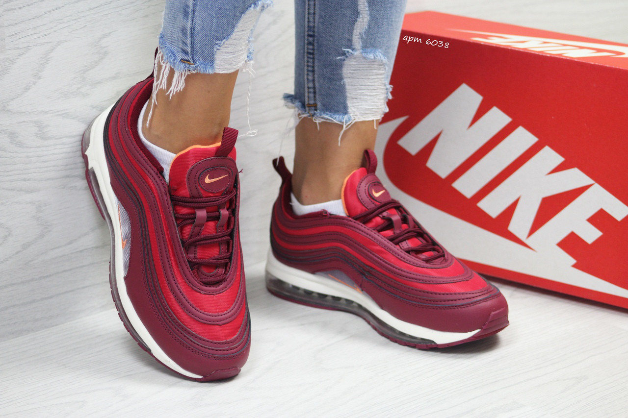 

Кроссовки женские Nike air max 97,бордовые 36р, Бордовый