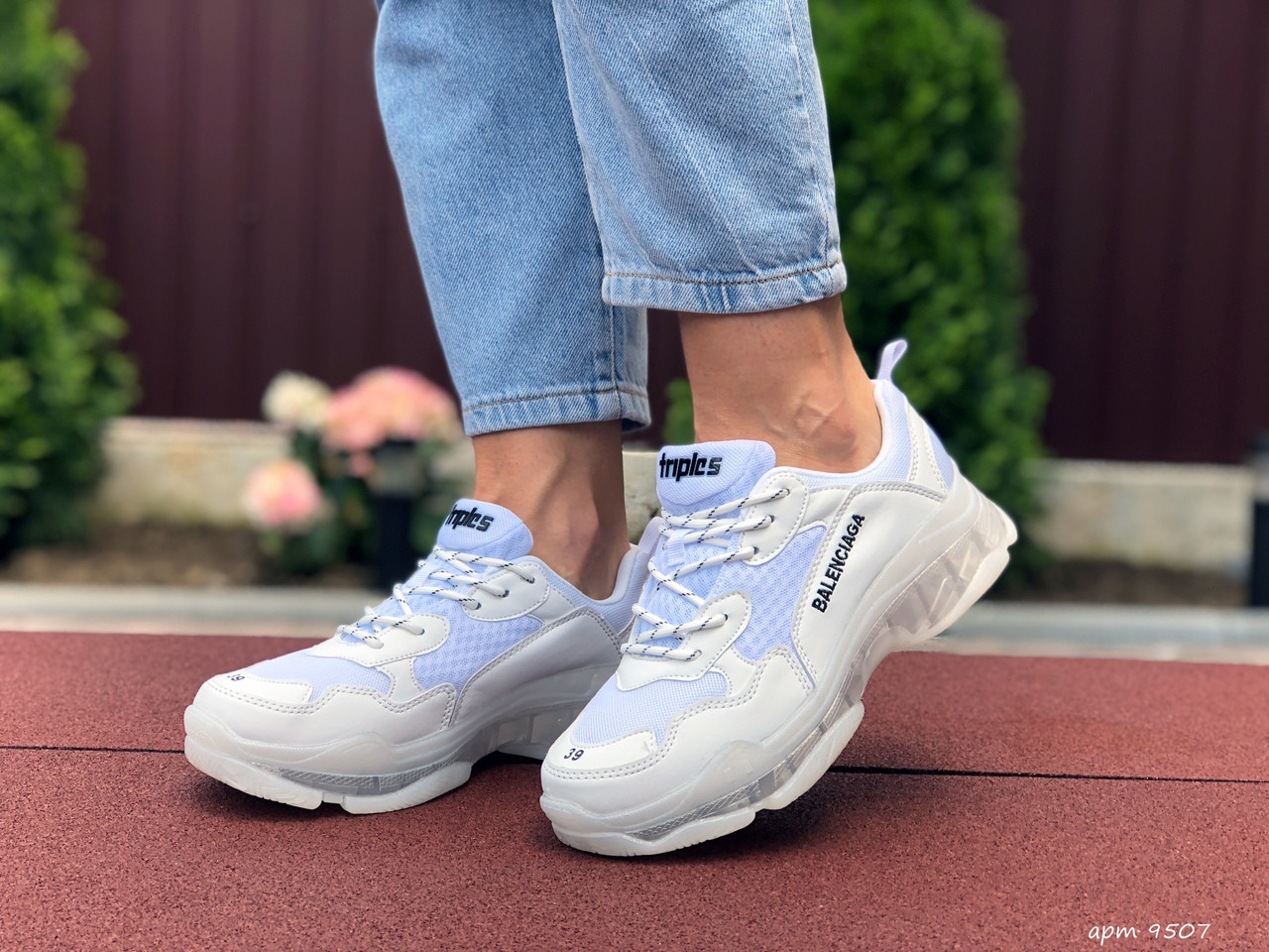 

Модные женские кроссовки Balenciaga,Баленсиага,белые, Серый с белым