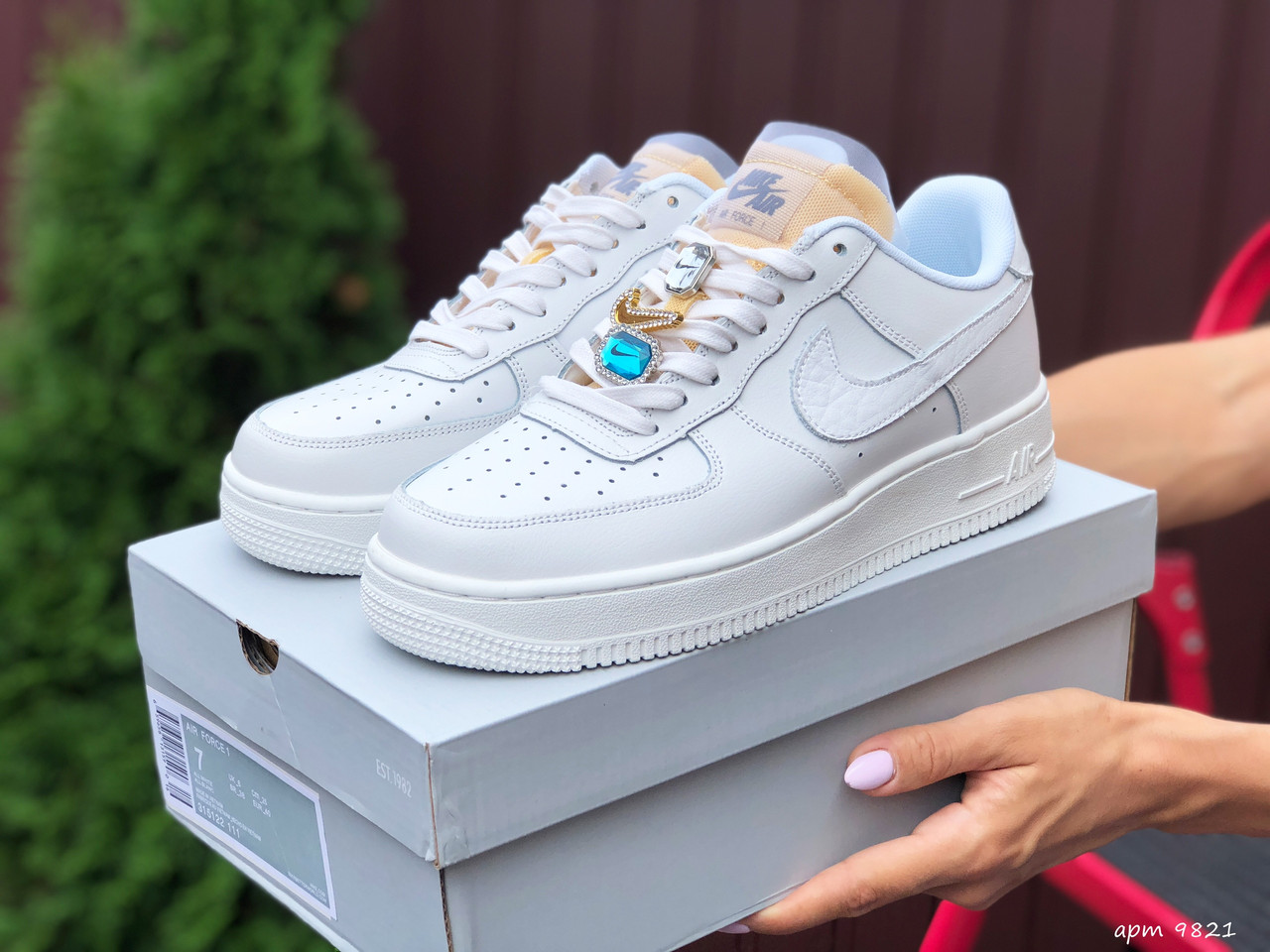 

Женские модные кроссовки Nike Air Force,с камнем (украшением), Белый