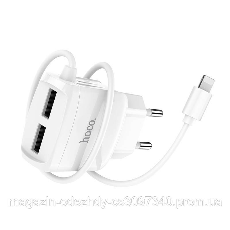 

СЗУ Hoco C59A (2USB/2.4A) +lightning, Белый