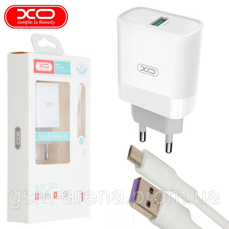 

Зарядное устройство XO L63 QC3.0 1USB 15W micro-USB Белый