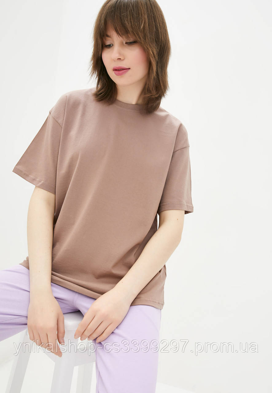 

Футболка женская OVERSIZE 100% хлопок 2021 бежевый