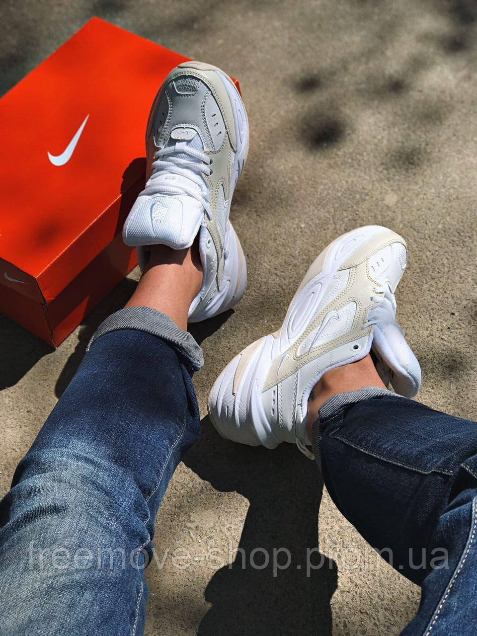 

Женские кроссовки Nike M2K Tekno summit/white белые с бежевым 37 (23. 5), Бежевый